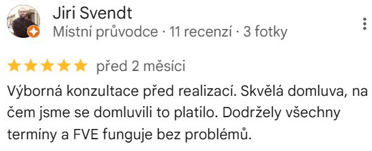 Reakcia klienta na Google #1 Reference: Solární elektrárna s bateriovým úložištěm instalovaná v Opavě 