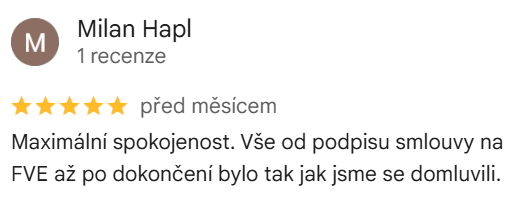Reakcia klienta na Google #1 Reference: FVE s dotací na klíč - Bílovec - Lhotka 