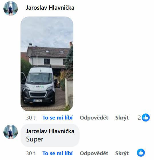 Reakcia klienta na Facebooku #1 Reference: Instalace fotovoltaické elektrárny a bateriového úložiště - Křešice-Třeboutice 