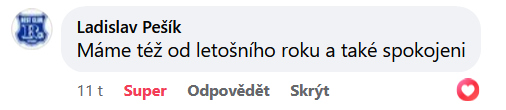 Reakcia klienta na Facebooku #1 Reference: Solární elektrárna s dobíjecí stanici pro elektromobil - Velký Osek 