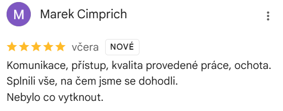 Reakcia klienta na Google #1 Reference: Fotovoltaická elektrárna s dotací Nová zelená úsporám- Bratronice 
