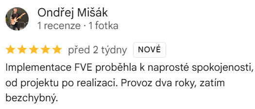 Reakcia klienta na Google #1 Reference: Fotovoltaika s dotací Nová zelená úsporám- Chožov 