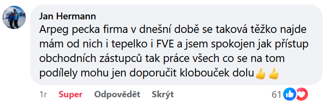 Reakcia klienta na Facebooku #1 Reference: Fotovoltaika s dotací na bateriový systém- Ostrava - Nová Bělá 