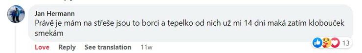 Reakcia klienta na Facebooku #1 Reference: Fotovoltaika s dotací na bateriový systém- Ostrava - Nová Bělá 