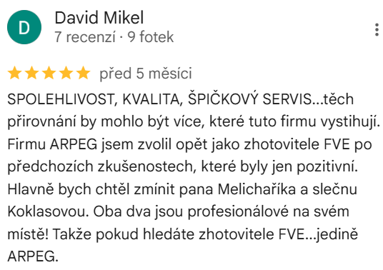 Reakcia klienta na Google #1 Reference: Realizace FVE s dotaci Nová zelená úsporám - Březolupy 